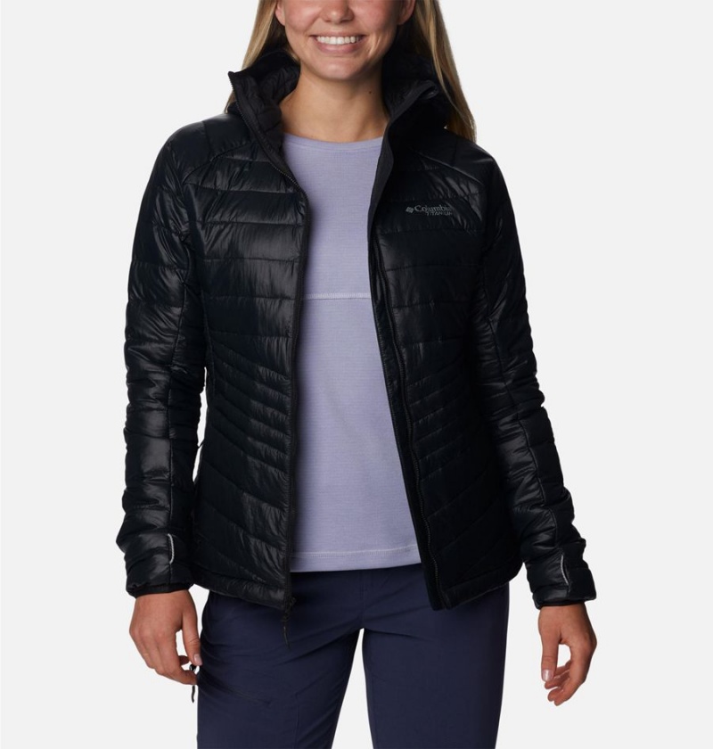 Columbia Platinum Peak Hooded Women's Puffer Jacket Black | PCHOAB-045