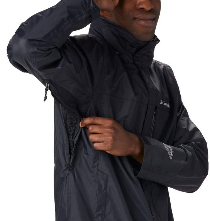 Columbia Pouration Men's Rain Jacket Black | ZXUOKQ-978