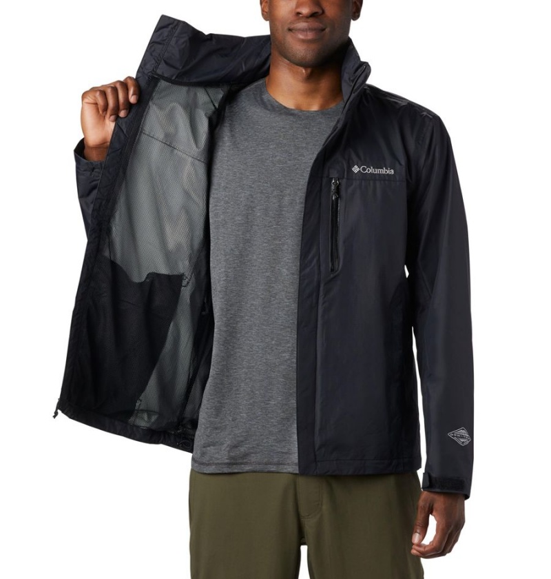 Columbia Pouration Men's Rain Jacket Black | ZXUOKQ-978