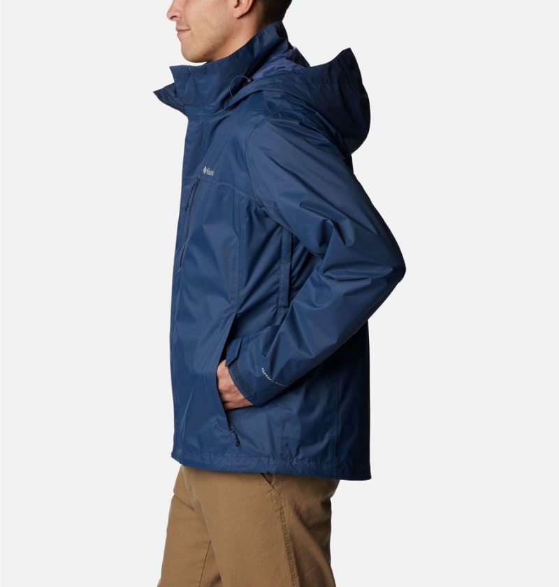 Columbia Pouration Men's Rain Jacket Blue | LCSZTA-938
