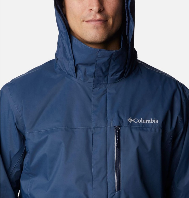 Columbia Pouration Men's Rain Jacket Blue | LCSZTA-938