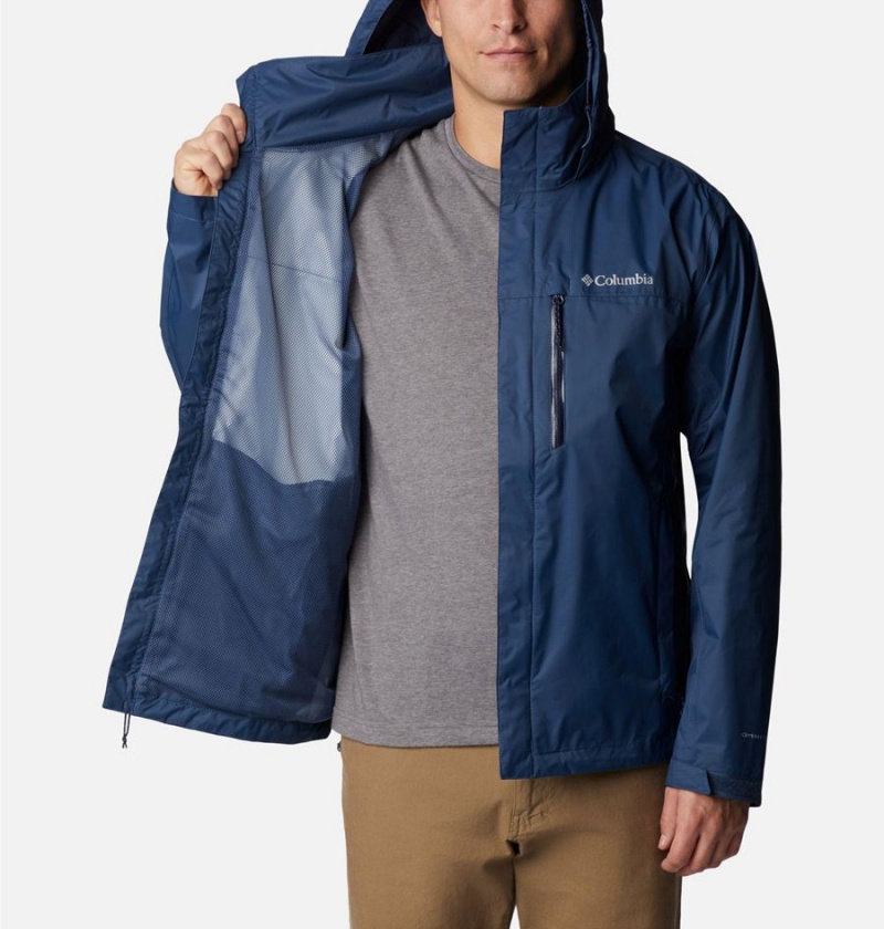Columbia Pouration Men's Rain Jacket Blue | LCSZTA-938