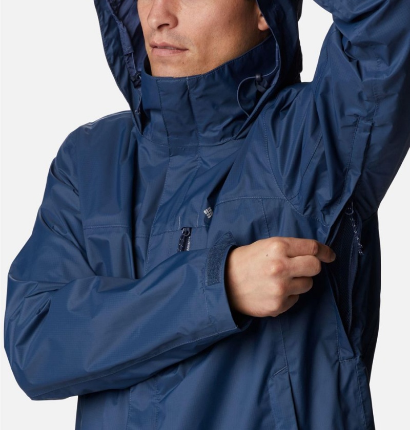 Columbia Pouration Men's Rain Jacket Blue | LCSZTA-938
