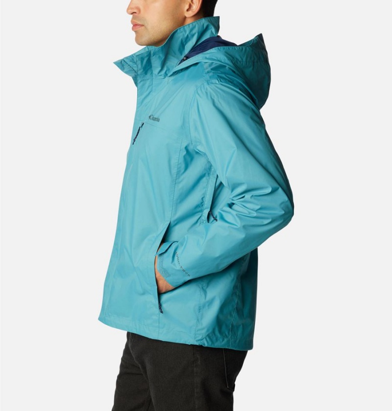 Columbia Pouration Men's Rain Jacket Blue | ADPYSL-502