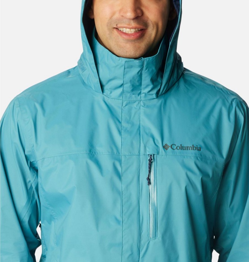 Columbia Pouration Men's Rain Jacket Blue | ADPYSL-502