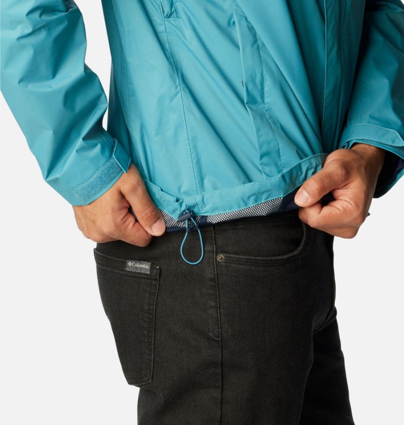 Columbia Pouration Men's Rain Jacket Blue | ADPYSL-502