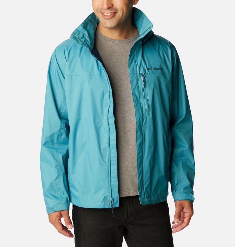 Columbia Pouration Men's Rain Jacket Blue | ADPYSL-502