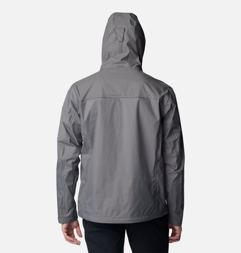 Columbia Pouration Men's Rain Jacket Grey | HXAMQB-031