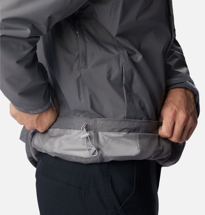 Columbia Pouration Men's Rain Jacket Grey | HXAMQB-031