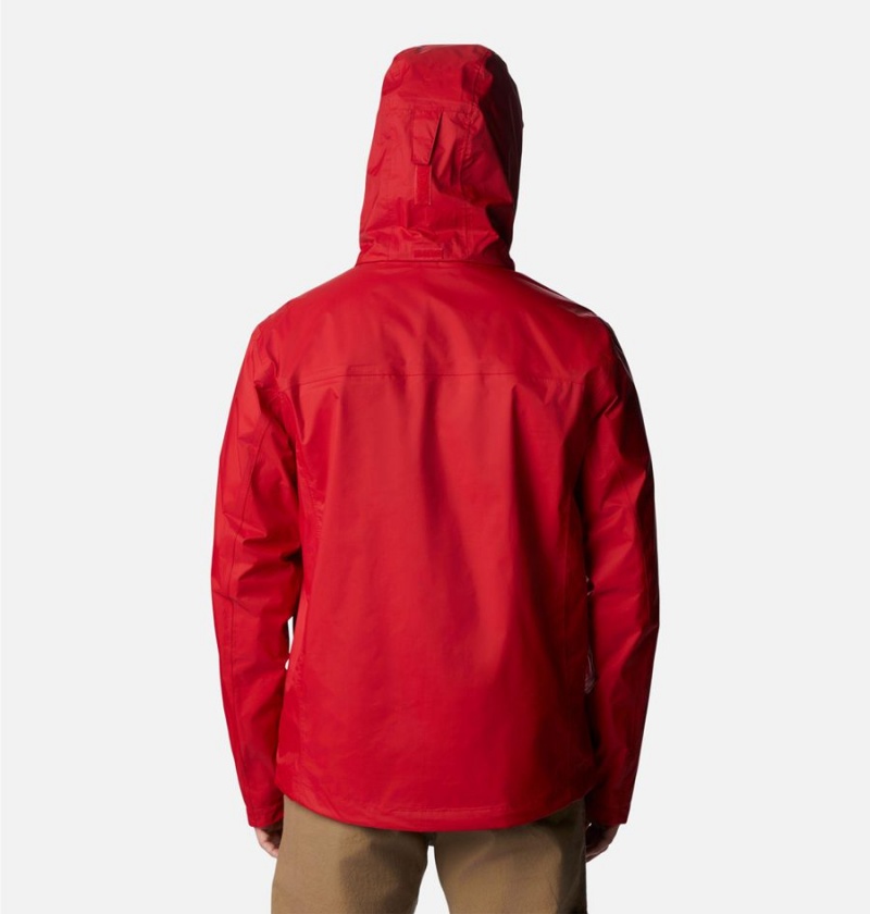 Columbia Pouration Men's Rain Jacket Red | HRQFPM-436