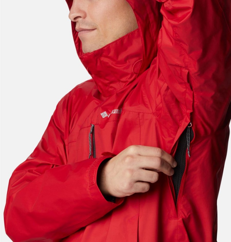 Columbia Pouration Men's Rain Jacket Red | HRQFPM-436