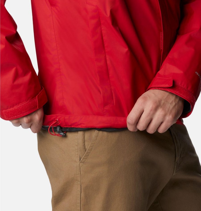 Columbia Pouration Men's Rain Jacket Red | HRQFPM-436