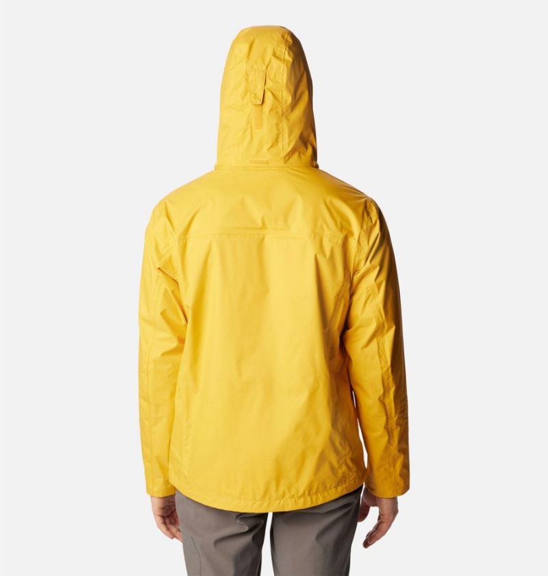 Columbia Pouration Men's Rain Jacket Yellow | ZXKNCL-815