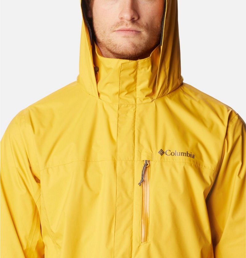 Columbia Pouration Men's Rain Jacket Yellow | ZXKNCL-815