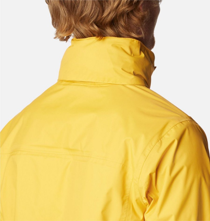 Columbia Pouration Men's Rain Jacket Yellow | ZXKNCL-815