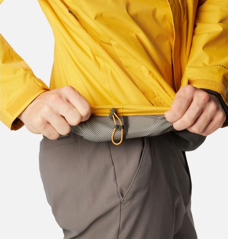 Columbia Pouration Men's Rain Jacket Yellow | ZXKNCL-815
