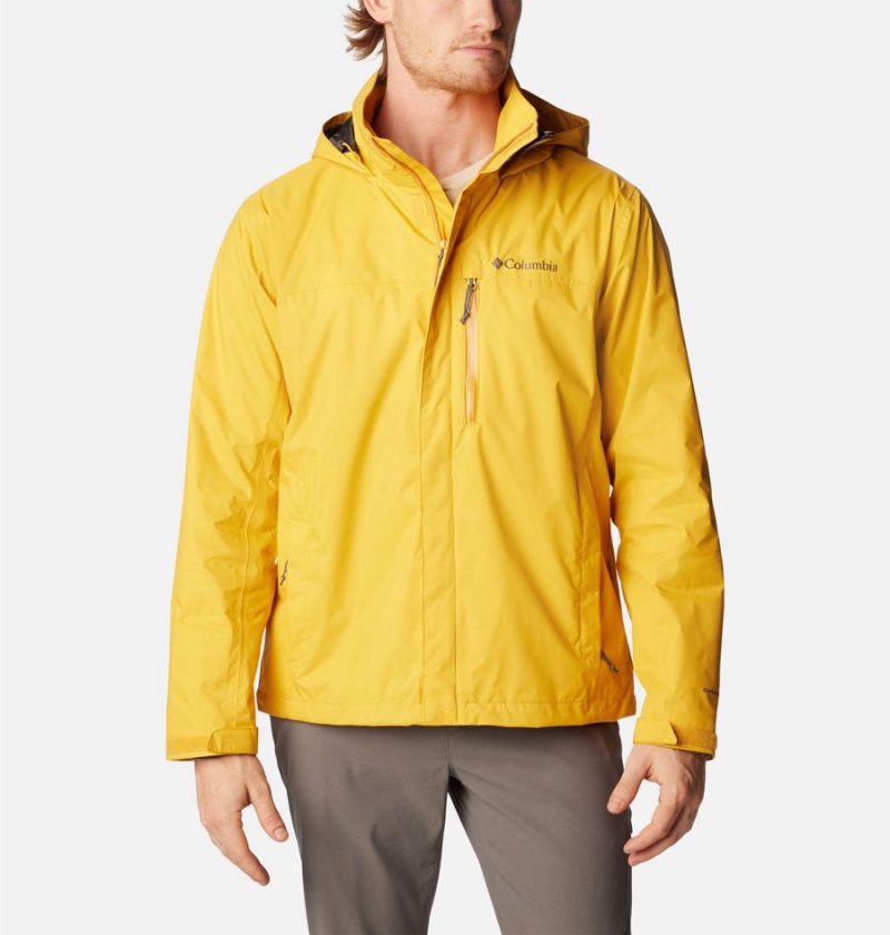 Columbia Pouration Men\'s Rain Jacket Yellow | ZXKNCL-815