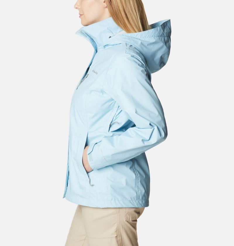 Columbia Pouration Women's Rain Jacket Blue | XZOIHQ-132