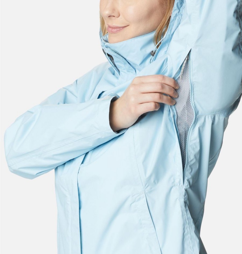 Columbia Pouration Women's Rain Jacket Blue | XZOIHQ-132