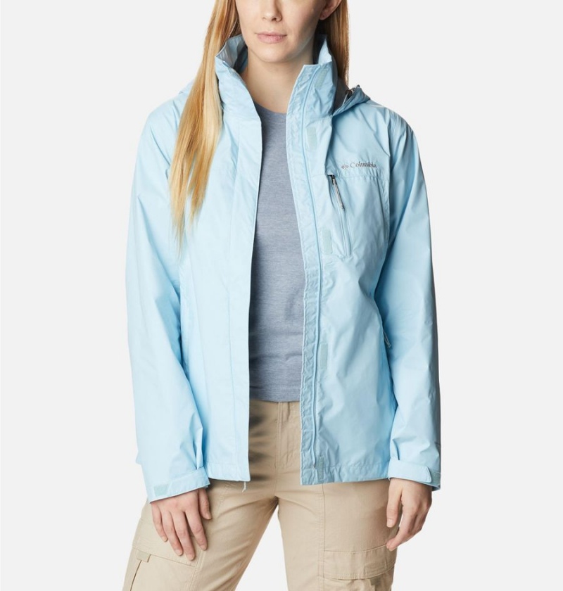 Columbia Pouration Women's Rain Jacket Blue | XZOIHQ-132