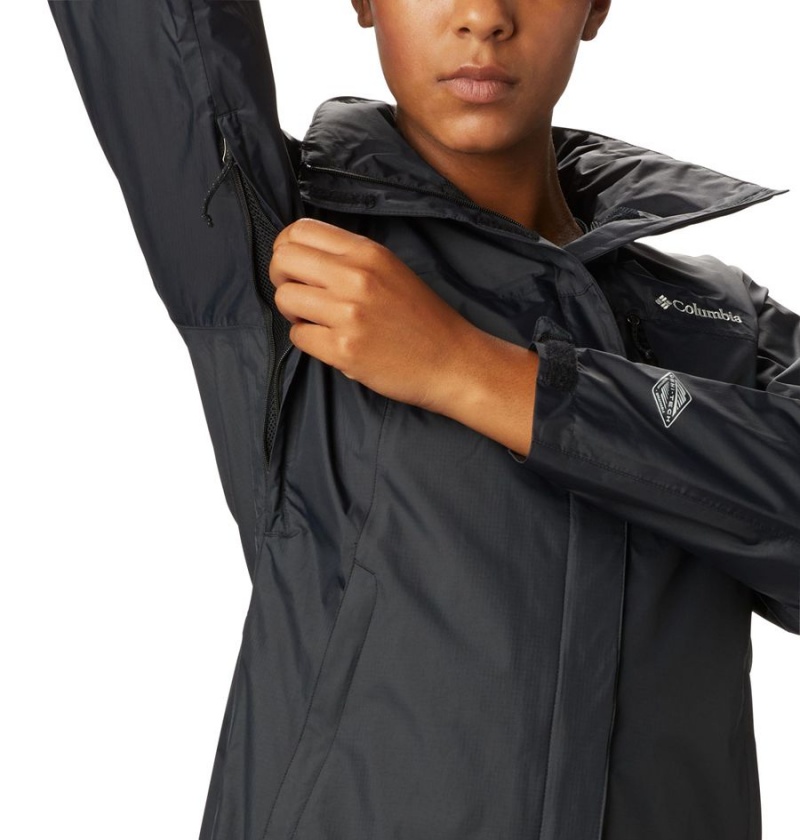 Columbia Pouration Women's Rain Jacket Black | OHQGIL-197