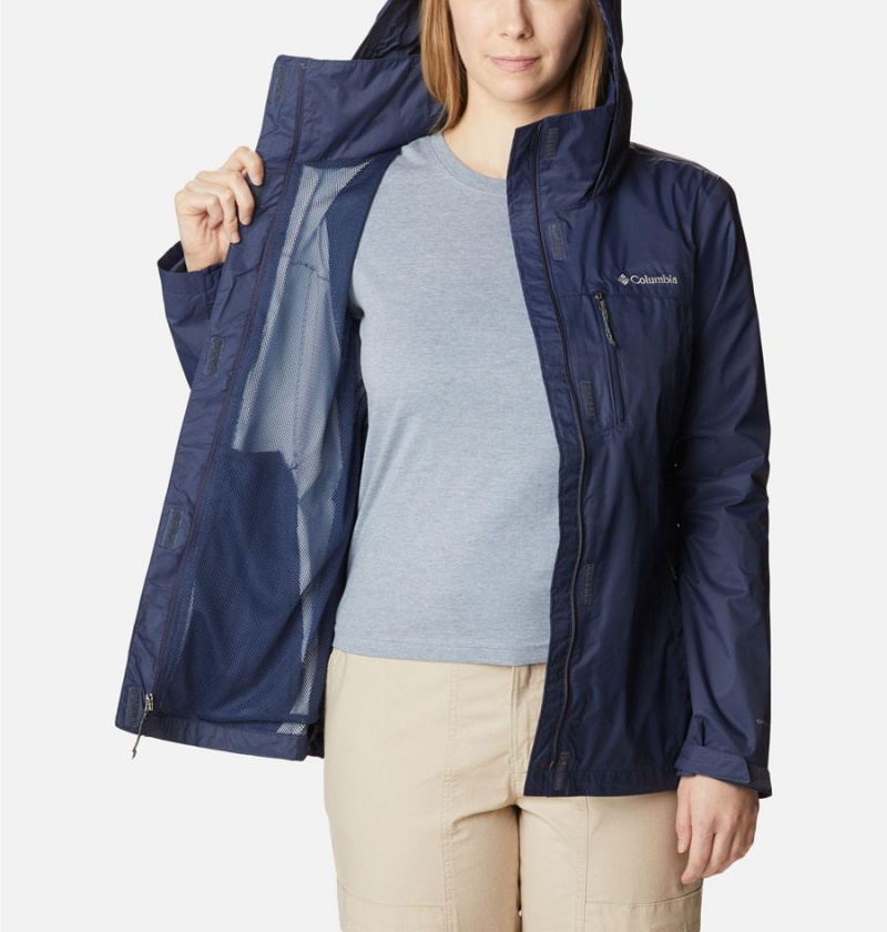 Columbia Pouration Women's Rain Jacket Navy | JOFYKS-918