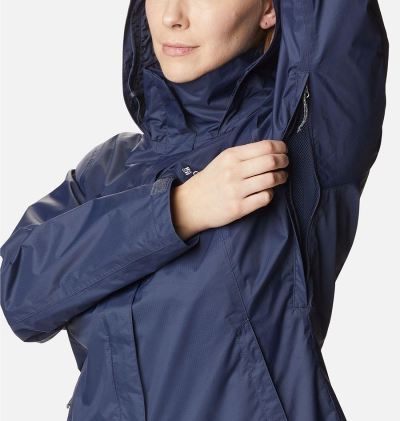 Columbia Pouration Women's Rain Jacket Navy | JOFYKS-918