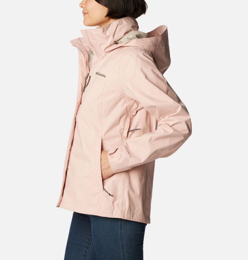 Columbia Pouration Women's Rain Jacket Pink | TLZOPJ-915