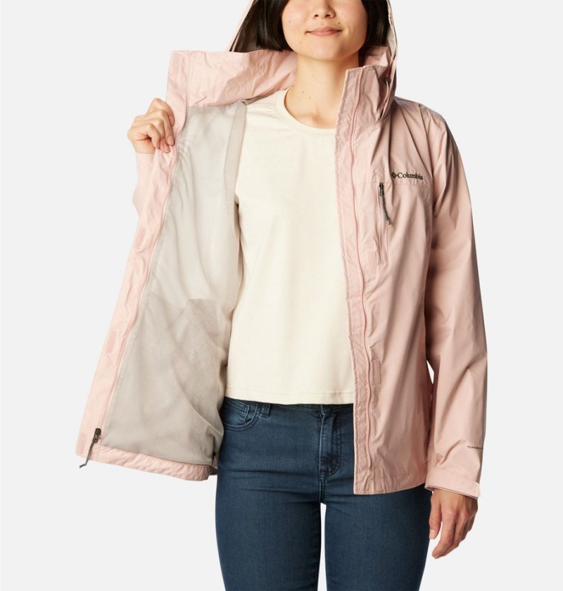Columbia Pouration Women's Rain Jacket Pink | TLZOPJ-915