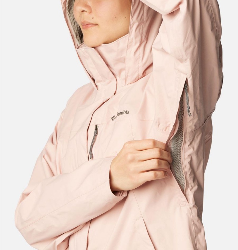 Columbia Pouration Women's Rain Jacket Pink | TLZOPJ-915