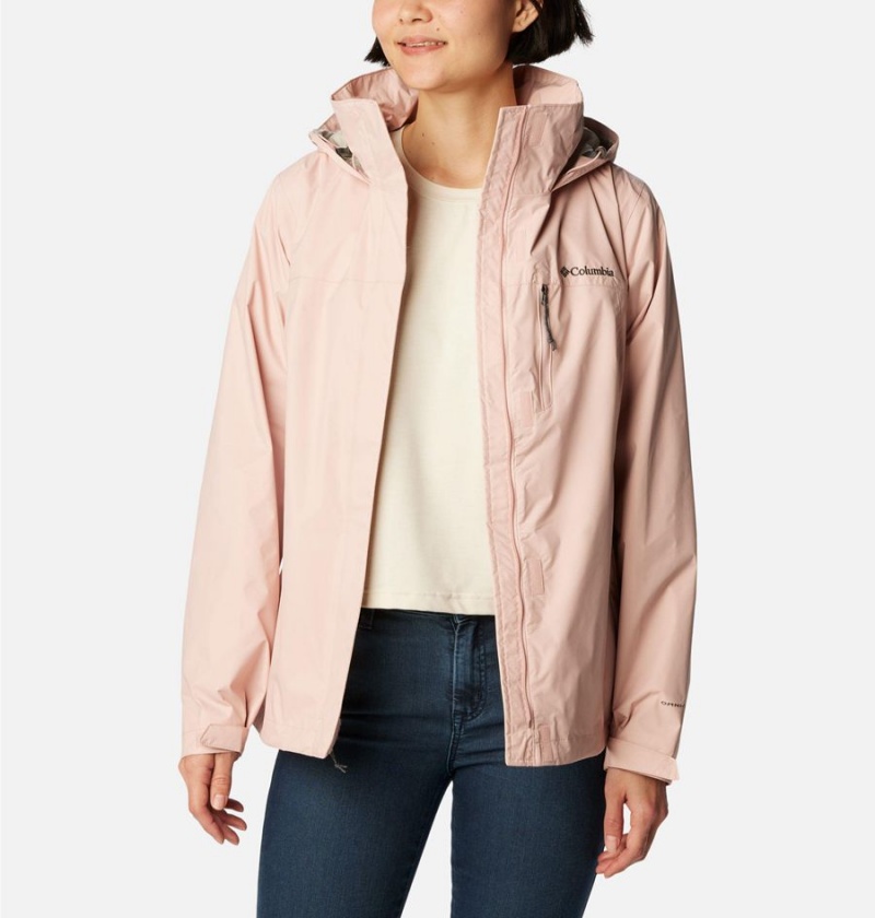 Columbia Pouration Women's Rain Jacket Pink | TLZOPJ-915