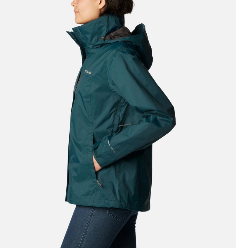 Columbia Pouration Women's Rain Jacket Turquoise | DGFEIA-708