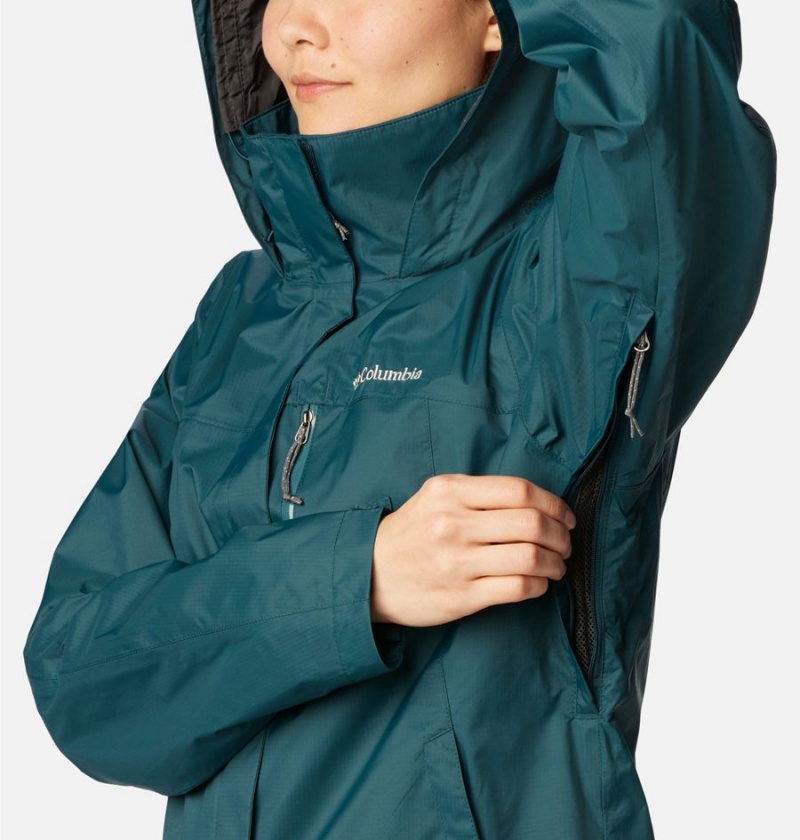 Columbia Pouration Women's Rain Jacket Turquoise | DGFEIA-708