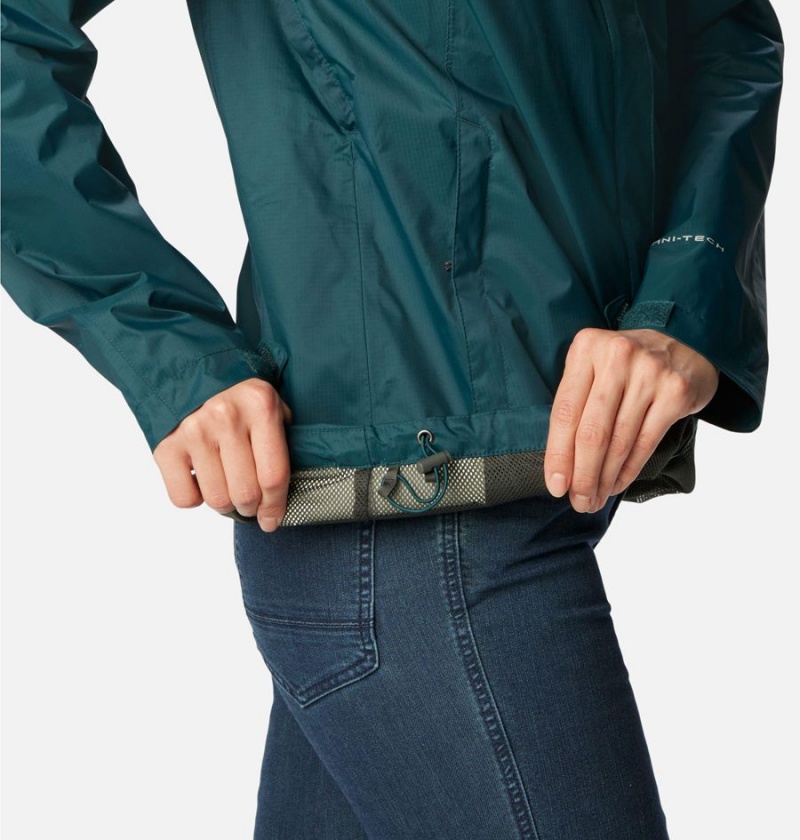 Columbia Pouration Women's Rain Jacket Turquoise | DGFEIA-708