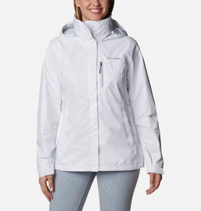 Columbia Pouration Women\'s Rain Jacket White | SMCALB-961