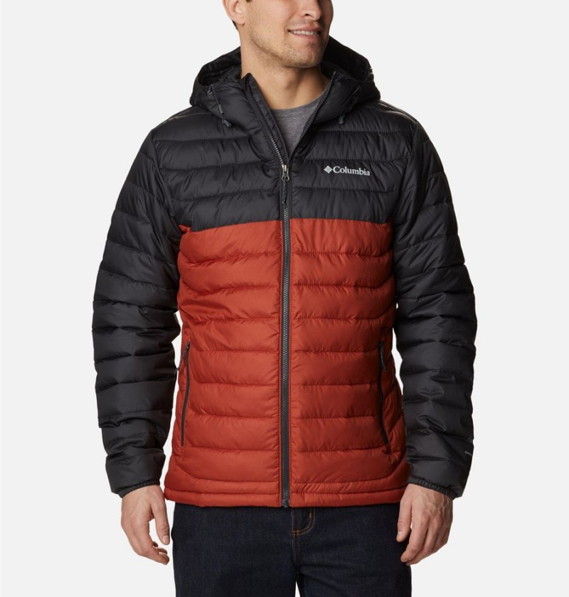 Columbia Powder Lite Hooded Insulated Men\'s Puffer Jacket Red | OECLMG-250