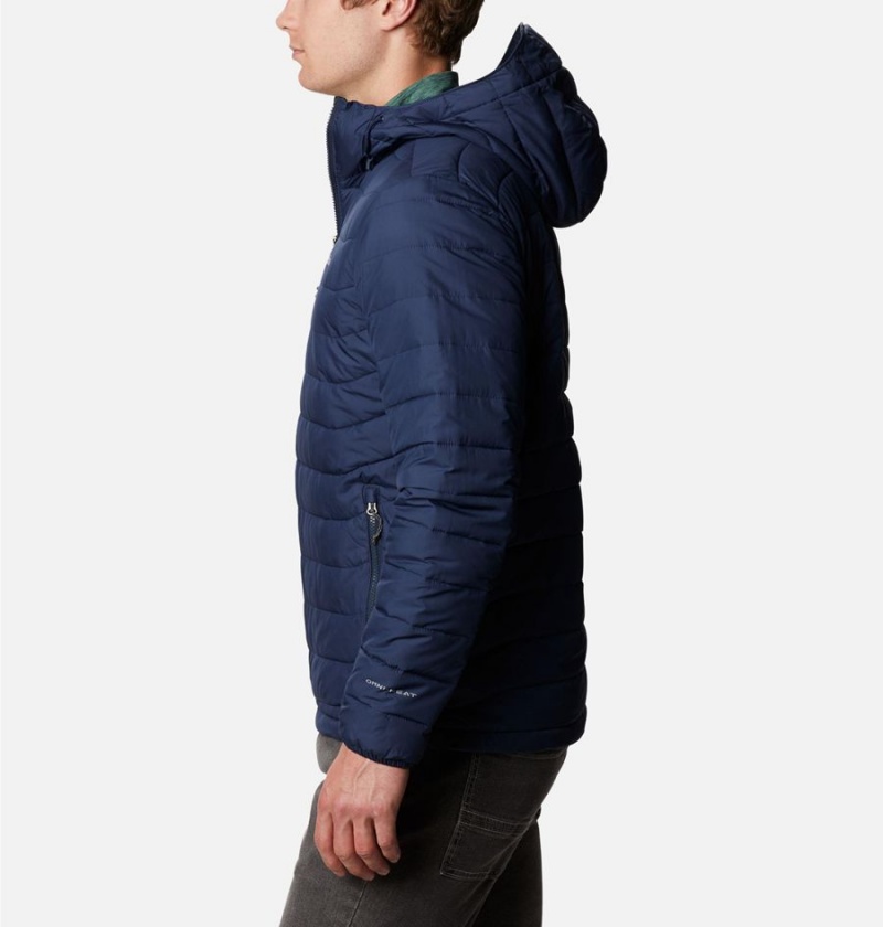 Columbia Powder Lite Hooded Insulated Men's Puffer Jacket Navy | NXGVCK-230