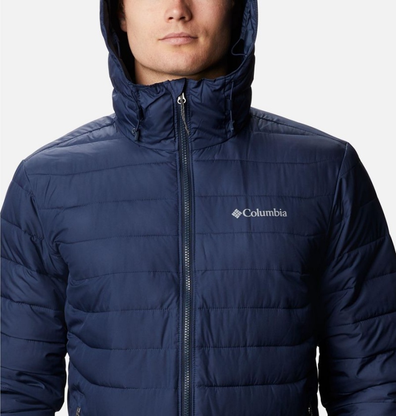 Columbia Powder Lite Hooded Insulated Men's Puffer Jacket Navy | NXGVCK-230