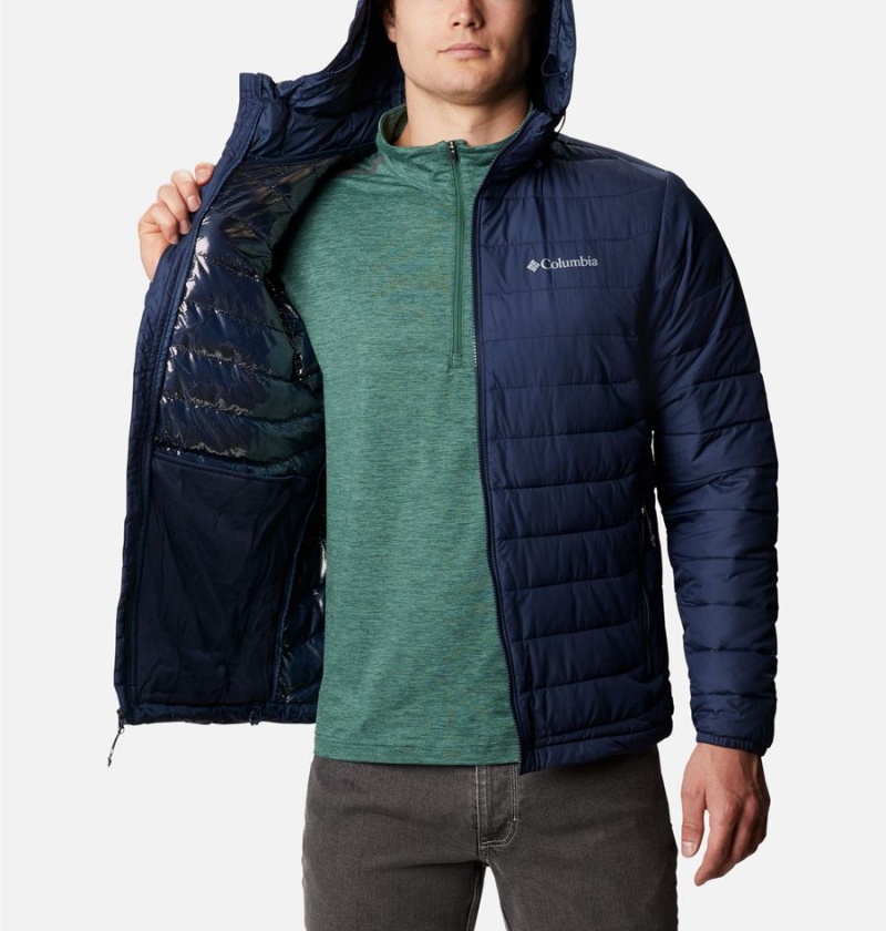 Columbia Powder Lite Hooded Insulated Men's Puffer Jacket Navy | NXGVCK-230