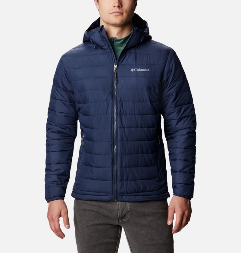 Columbia Powder Lite Hooded Insulated Men\'s Puffer Jacket Navy | NXGVCK-230