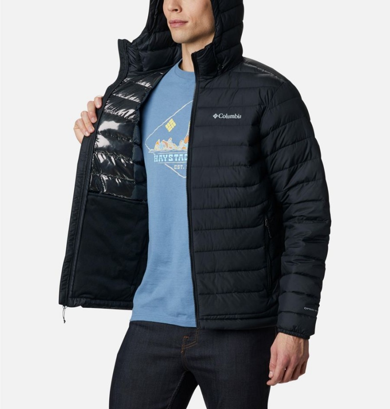 Columbia Powder Lite Hooded Insulated Men's Puffer Jacket Black | RNYPSV-507