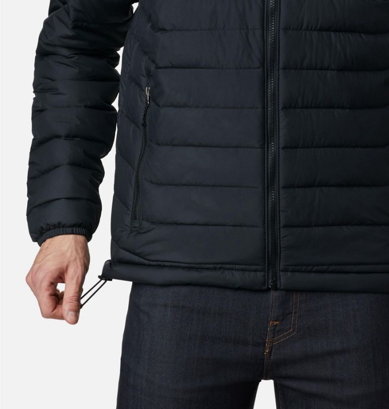 Columbia Powder Lite Hooded Insulated Men's Puffer Jacket Black | RNYPSV-507