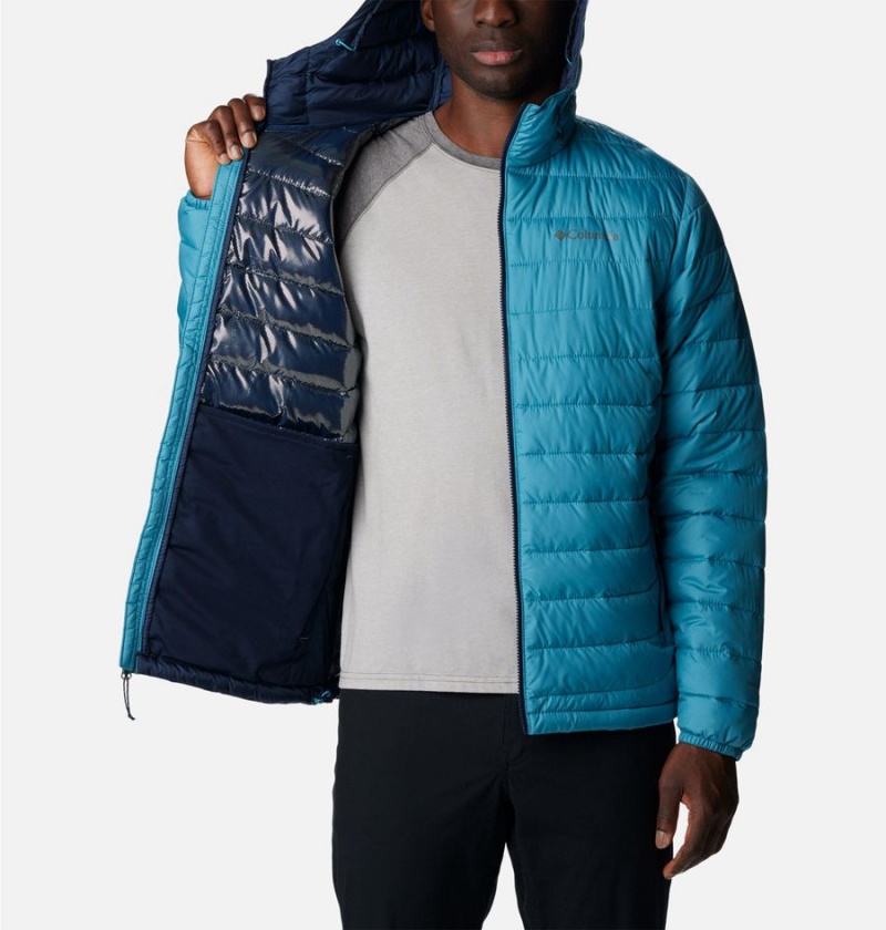 Columbia Powder Lite Hooded Insulated Men's Puffer Jacket Blue | SCXMZY-719