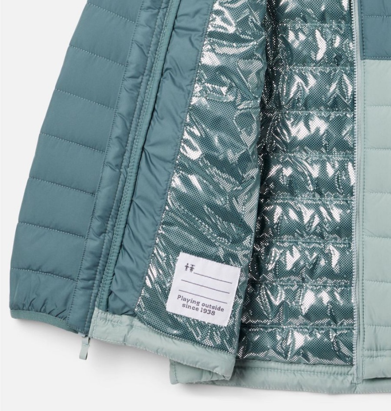 Columbia Powder Lite Hooded Kids' Jacket Turquoise | JWMLPX-058