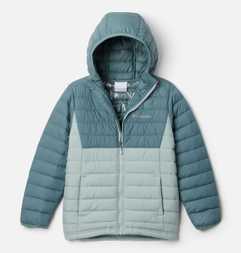 Columbia Powder Lite Hooded Kids\' Jacket Turquoise | JWMLPX-058