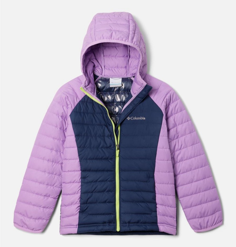 Columbia Powder Lite Hooded Kids\' Jacket Navy | LWVZGS-701