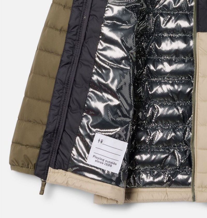 Columbia Powder Lite Hooded Kids' Jacket Khaki | JSCWUY-936