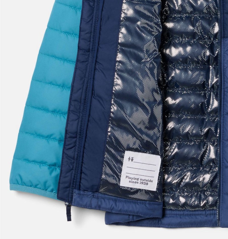 Columbia Powder Lite Hooded Kids' Jacket Blue | IWROAY-210