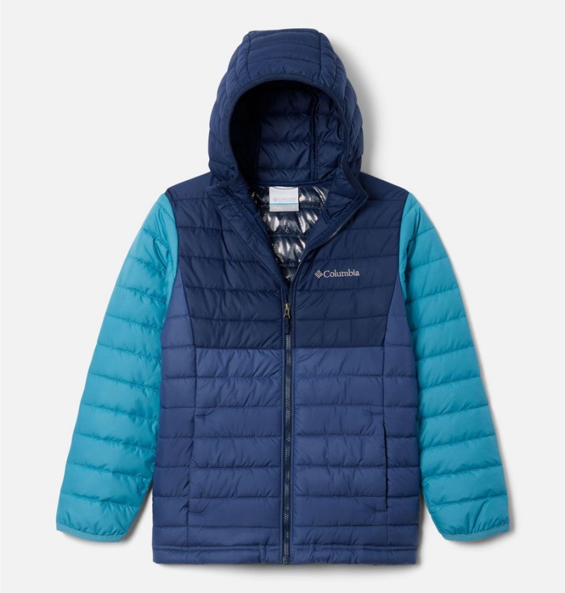 Columbia Powder Lite Hooded Kids\' Jacket Blue | IWROAY-210