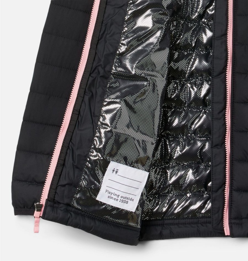 Columbia Powder Lite Hooded Kids' Jacket Black | AONGTW-302